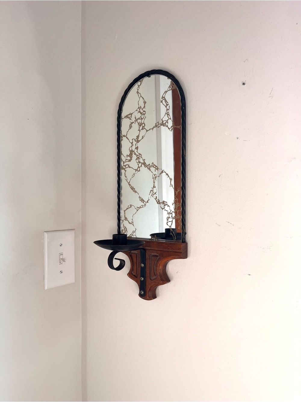Vintage HomCo Black & Brown Wall Mirror Sconce